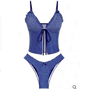 UNWORN Seafolly Blue Gingham Bikini / Tankini. Women’s S.
